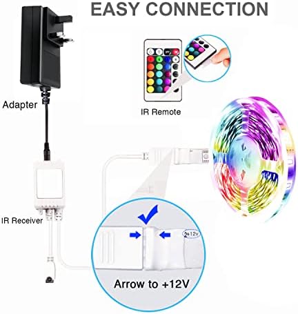 SCOOLR LED Strip Lights 15m for Bedroom Ceiling, Remote & App Control, Bluetooth RGB Music Sync Colour Changing Mood Strip Light