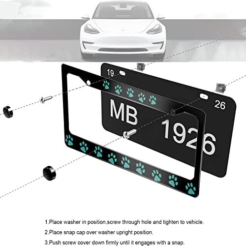 License Plate Frame Paw Print License Plate Frames,Decorative Car Tag Frames Aluminum Metal License Plate Holder For Us Canada Standard 12''X6'' #TOP3