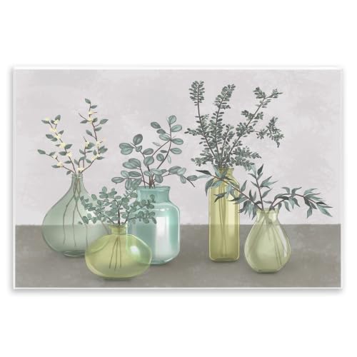 Neutral Grey Botanical Vase, 10 x 15 Inch Mounted Print on Wall Plaque