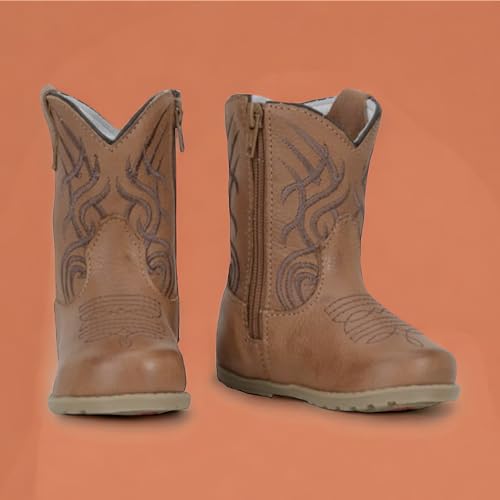 King USA Texas Real leather Western Boots - Infant Toddler Boys Girls Cowboy Cowgirl Zipper Boots with Rubber Soles3