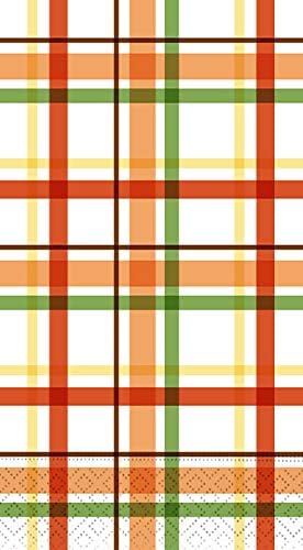 Paper Hand Towels Fall Decor Fingertip Towels Guest Towels for Bathroom, Disposable, Decorative Paper Napkins, Modern Farmhouse Plaid, Pak 30