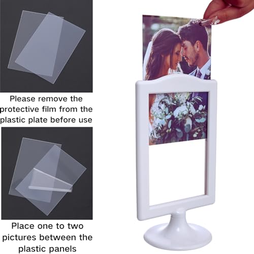 Meonua Double Sided Standing Picture Frames 4x6 Inch Pedestal Photo Frame with Inserts and Base - 2 Sided Frame for Vertical Display(white, 4 count) by Meonua - Image 5