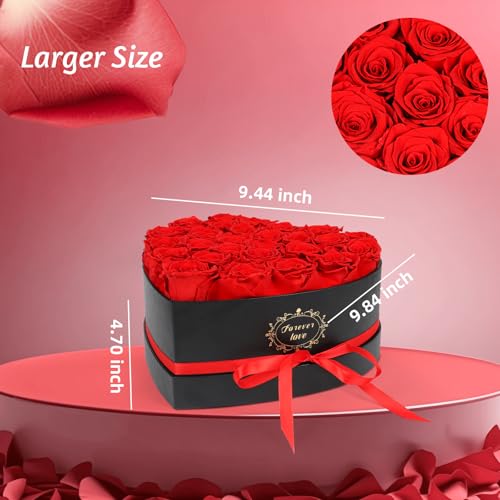 Valentines Day Gifts for Her, 27-Piece Preserved Flowers with Heart Shape Box - Preserved Roses Valentines Day Flowers for Delivery Prime, Delivery Valentines Day & Mothers Day- 27 Red Roses - Thumbnail 7