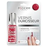 PODERM Vernis Durcisseur Ongles - Rouge Rose | Répare et Renforce les Ongles Abîmés et Fragilisés par les Vernis Semi-Permanents | Biotine, Silicium, Kératine | Développé par un Podologue en Suisse