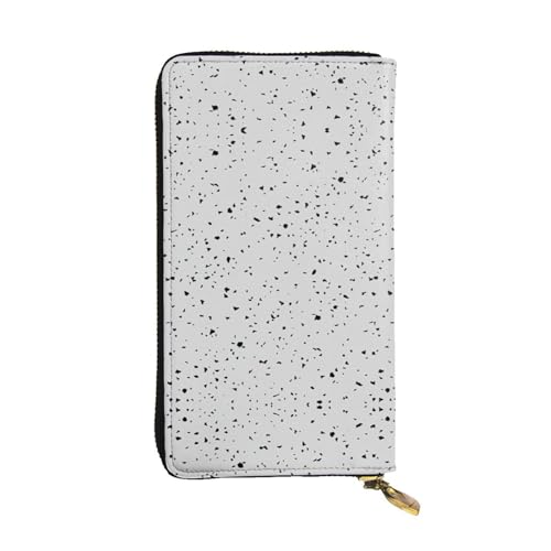 Portefeuille long vintage en cuir durable imprimé noir et blanc unique