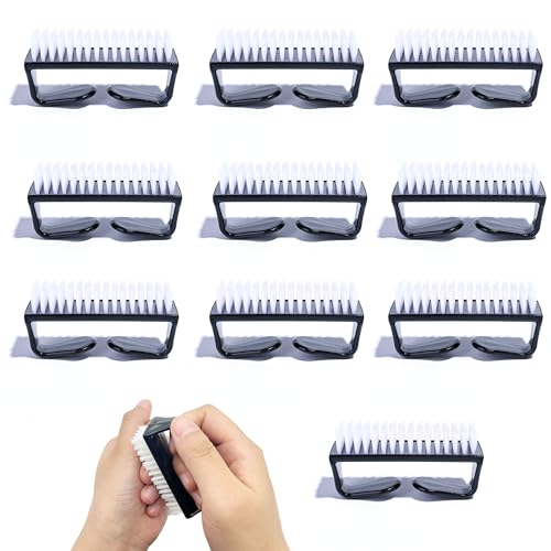 OHYER 10 piezas Cepillo de uñas con empuñadura kit de limpieza para uñas de mano y uñas cepillo de manicura pedicura cepillo de uñas de los pies Eliminación de Polvo Mini Nail Brush Gran (Negro)