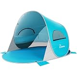 Wolfwise Pop up Beach Tent Sun Shelter with UPF50+ UV Protection, Instant Easy Setup Popup Beach Shade Canopy for 4 Person, Portable & Foldable with Carring Bag, 95 ×65×53 in, Blue