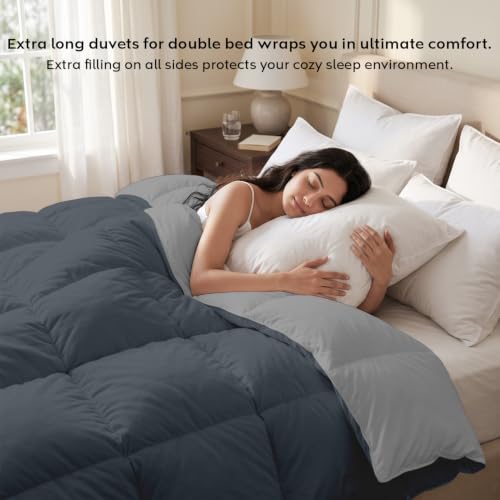 Image of AYKA Reversible Comforter 220 GSM Microfiber Reversible AC Comforter /Blanket for Winter /Quilt /Dohar /Duvets for King Size Blanket /Comforter Double Bed (Grey & Charcoal, 90 * 100)