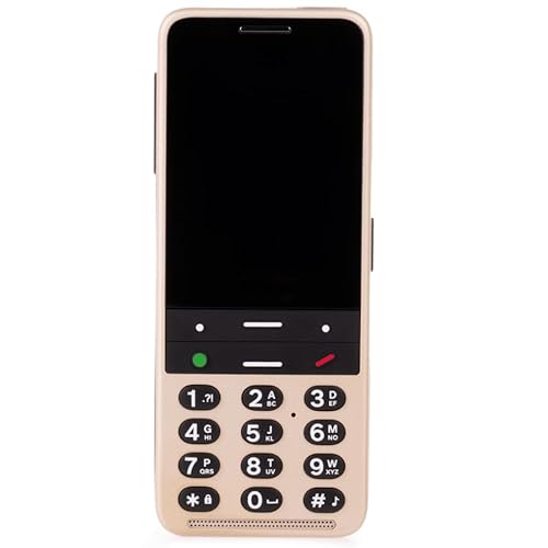 Phone for Blind and Visually Impaired with Tactile Buttons; Advanced AI Assistant, and SOS Alerts. Easy to Use, Golden Sand Color