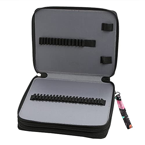 Image of Portable Colored 124 Slots Pencil case Organizer with Printing Pattern for Watercolor Pens or Markers, Pencil Case Organizer for Artist