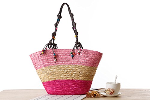 Borsa da spiaggia di paglia per le donne estate tessuta grande borsa di totalizzatore borsa in rattan Hobo mare borse da vacanza bohémien