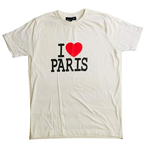 VIANAYA I Love Paris T-Shirt – Available from XS to XXL – Available in White and Black – Unisex Women and Men – Cotton, white, XL