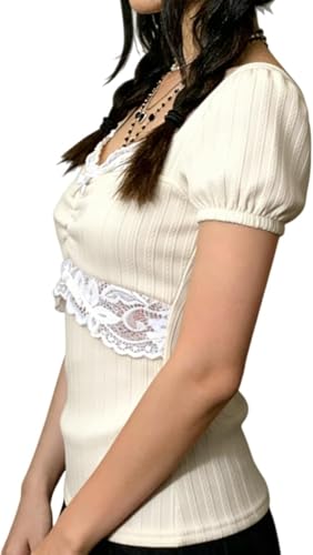 Image of Fairy Grunge Y2k Shirts Vintage Crop Tops Short Sleeve Girls Slim Fit Tees