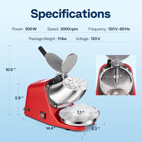 VIVOHOME Electric Ice Shaver Crusher Machine Snow Cone Maker Red 143lbs/hr with Ice Pick for Home and Commercial Use by VIVOHOME - Image 8