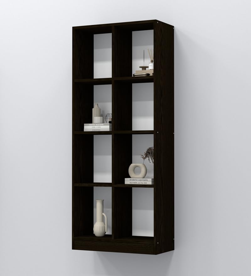 Image of SPECIALITY PANELS 8 Cube Bookshelf, Dark Brown Wood, 69x29 Inch, Open Storage Organizer with Carpenter Assembly