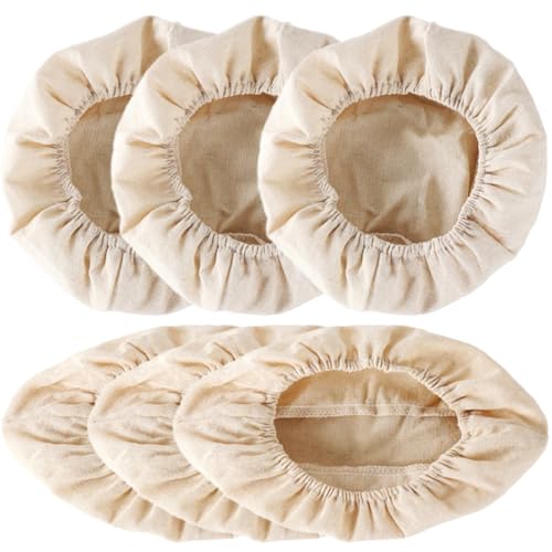 Amosfun Forro de Tela para Cesta de Pan 6 Piezas, Set de Fundas Reutilizables Beige para Cesta Redonda 23x8 Cm y Ovalada 25x15x8 Cm, Utensilio de Cocina para Fermentación y Horneado