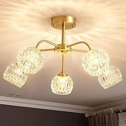 Lamparas Antiguas De Techo Cristales SIYANE Lámpara De Techo De Cristal Dorado De 5 Luces Lámpara De Latón Semiacabado De Latón Antiguo Luz De Techo Sputnik Vintage Lámpara De Techo De Dormitorio Moderna De Mediados De Siglo Para Sala De