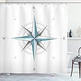 Material: Polyester Nautisches Segelboot Holz Duschvorhang Kompass Anker Leuchtturm auf Vintage Scheunentür Pirat Stoff Badezimmer Dekor mit Haken