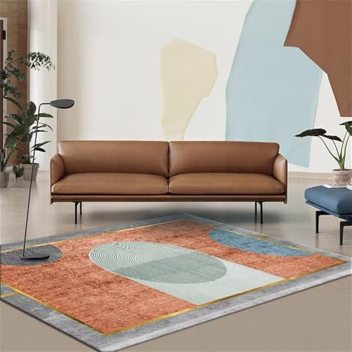 Tapis rectangulaire faciles d'entretien orange et gris 200x200