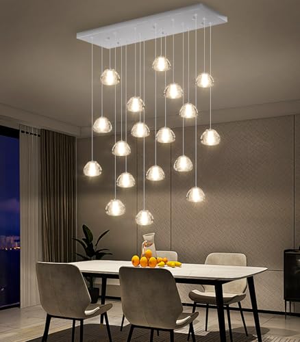 Image of Rectangular Crystal Chandeliers for Living Room Dining Room Light LED Pendant Lights Fixtures Lighting Chandelier for Foyer Entrance Silver