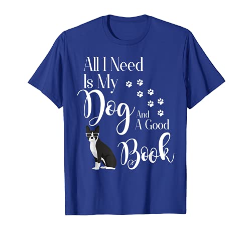Boston Terrier Gifts I love My Dog Reading Book Love Maglietta