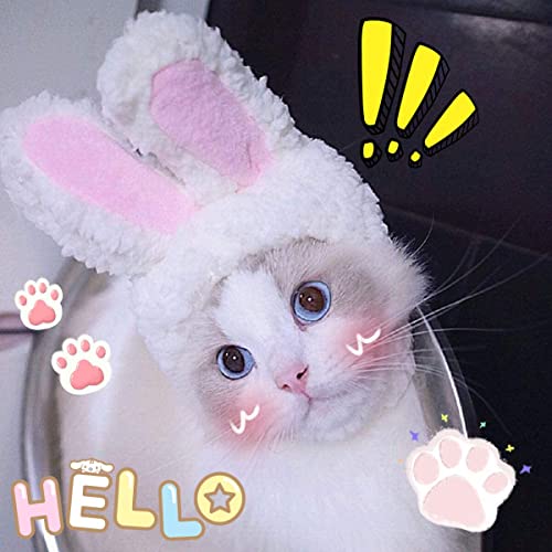 Cat Cute Costume Pet Plush Bunny Ears, Puppy Rabbit Headband Ear Hats, Snug Bunny Warm Hat With Ears For Cats Puppies And Small Dogs, Easter/Halloween/Party Cosplay (Pink, Bunny Ears) #TOP21