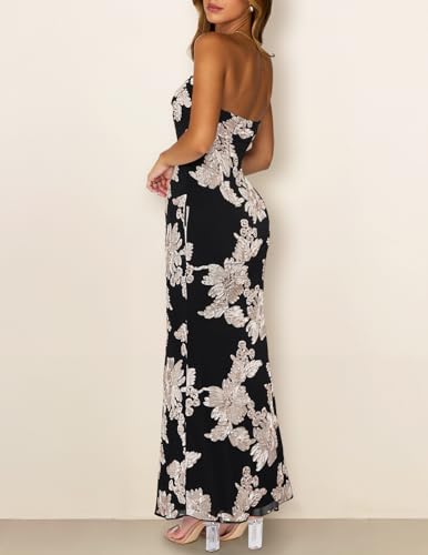 Image of MEROKEETY Women's Summer Floral Wedding Guest Cocktail Maxi Dress