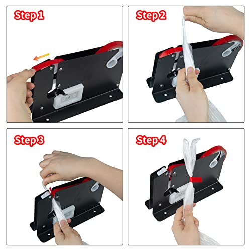 yeshine seladora de saco de fita de aço com aparador de saco, 6 rolos de saco de fita, dispensador c