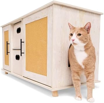 Petco Hidden Litter Box and 2 Cat Condo Cabinet, 44.5" L X 18.9" W X 23.6" H