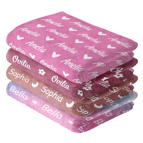 Image of KUKULIKI Ships Next Day, Custom Blanket with Name, Personalized Blankets for Kids, Customized Flannel Throw Blankets for Girls & Boys, Personalized Teen Girl Gifts for Christmas