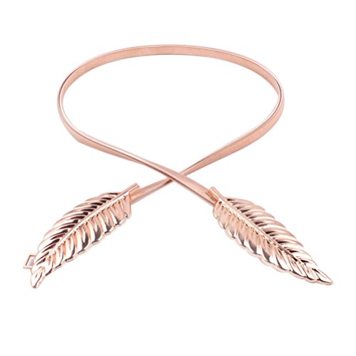 PixNOR cinto elástico elástico dourado fivela folha prata fivela ajustável pacote com 2