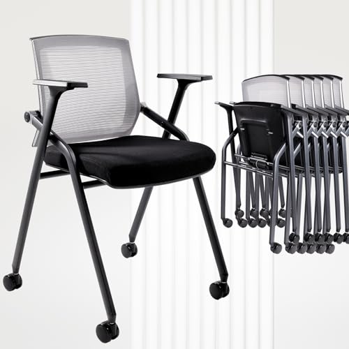 Image of BLANEDUO Conference Room Chairs, Folding Office Desk Chair with Lumbar Support and Sliding Armrest, Office Guest Chairs & Reception Chairs(12 Pack)