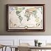 Renditions Gallery Colorful World Map Canvas Wall Art with Walnut Frame Wall Hanging Travel Map with Push Pins for Home, Office, Classroom