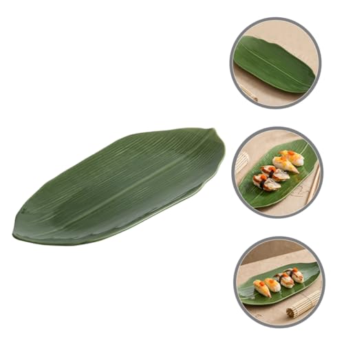 Plato sushi de cerámica VILLCASE forma hoja 14.72x6.69x1.38 in miniatura 2