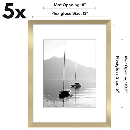 Americanflat Bilderrahmen mit poliertem Plexiglas, 30,5 x 40,6 cm, 5 Stück, Verwendung als 21,6 x 28,9 cm Rahmen mit Passepartout oder 30… – Ansicht 2