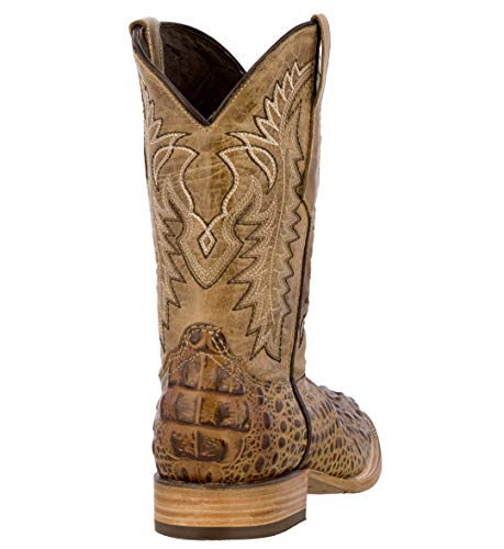 Texas Legacy Mens Sand Western Cowboy Boots Leather Square Toe Crocodile Print 12.5 D(M) Us #TOP2