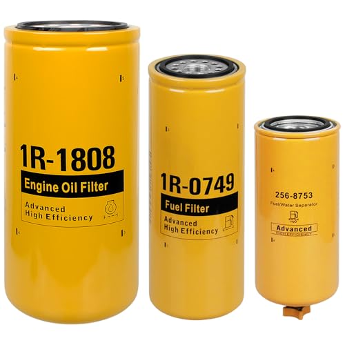 1R-1808 1R-0749 256-8753 Oil Fuel Water Separator Filter Kit Replace LF691A 1R0749 BF7587 FF5319 2568753 25011689 FS1000 Compatible with Caterpillar Cat Engine 3406, C10, C11, C12, C13, C15, C16.