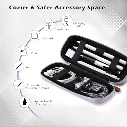 Image of AGPTEK Case Holder for Apple Pencil, Slim PU Leather Carrying Case Pouch Cover Compatible with Apple Pen Accessories, USB Cable, Earphone, Samsung Stylus iPad Pro Pen /Pencil, Recording Pen, Purple | for Apple Pen Accessories, MP3 Players, USB Cable, Earphone, Samsung Stylus iPad Pro Pen /Pencil, Recording Pen (Purple)