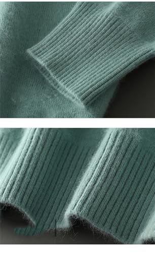 Men's Cashmere Blend Sweater Solid V-Neck Pullover Knitted Sweater Long-Sleeved Soft Jumper Top4