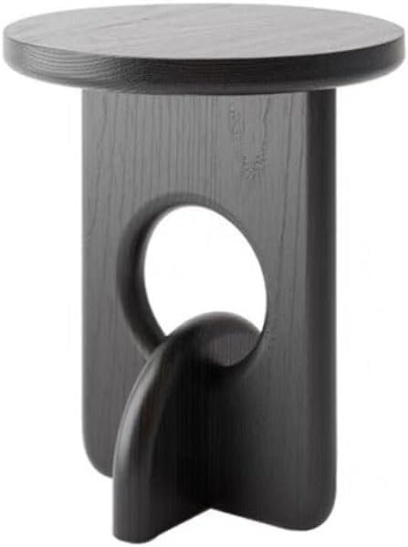 Amazon｜モダンな黒の丸型ミッドセンチュリー コーヒー テーブル、ミニマリストなリビング ルーム センター テーブル、大きな収納付きコーヒー テーブル、リビング ルーム用コーヒー テーブル、ユニークなコーヒー テーブル、ファームハウス コーヒー テーブル、さまざま ... コー​​ヒーテーブル 無垢材黒ラウンドサイド...