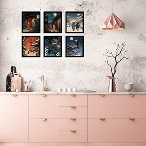 Décoration murale vintage Ukiyoe lot de 6 impressions murales japonaises sur toile salon