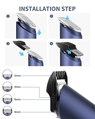 Pritech Beard Trimmer For Men, Electric Groin Hair Trimmer, Body Trimmer, Rechargeable Hair Clippers, Cordless Hair Trimmer, Waterproof Ball Trimmer With Standing Recharge Dock (Night Blue) #TOP3