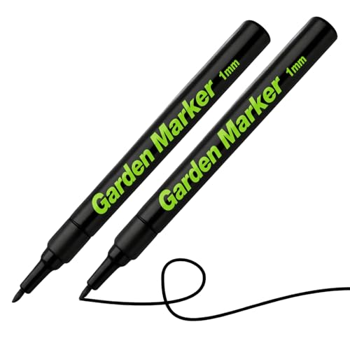 HowseHold Garden Marker Pens Pack of 2 1mm Fine Tip Waterproof Plant Label Pens for Outdoor Use Permanent Ink for Pots Tags Seeds and Gardening