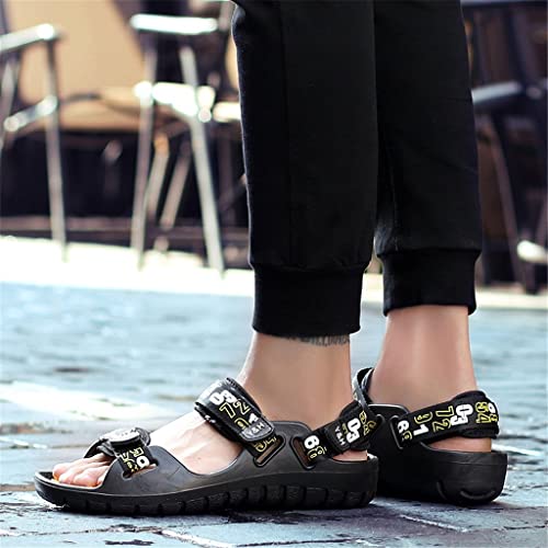 Sandals Men Fashion Designers Sandalias Beach Shoes Men's Shoes Causal Shoes Outdoor Slippers(White-Dinosaur Doodle4,10)2