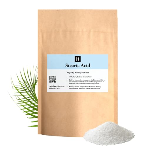 SAAQIN 3 Lbs Stearic Acid White Flakes - Food Grade NF/USP - Vegetable Based Fat Source- A Natural Saturated Fatty Acid-Used primarily to Thicken emulsify and stabilize formulations