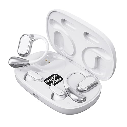 Q&F Tech TWS Wireless Bluetooth Headphones Including Open-Ear &in-Ear Earbuds, Mini True Touch Headsets Voice Calls &Control Supportive, 2 Pairs in 1 case, Small Portable for Music Sports &Game_White