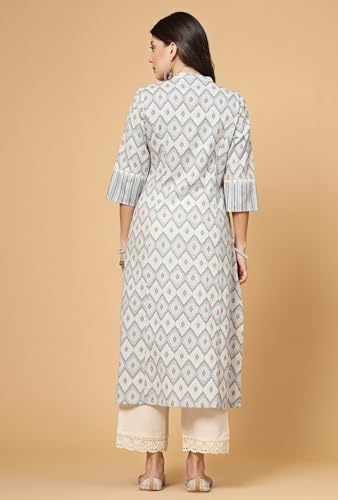 Image of Pistaa's Women's Cotton Relaxed Fit A Line Floral Print A-Line Kurta