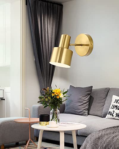 Hetolod Gold Wall Sconces Modern Wall Light Fixtures,Industrial Vintage E26 Wall Lamp Fixture Brass Adjustable Wall Lights，Bedside Lamp Bathroom Vanity Lights #TOP5