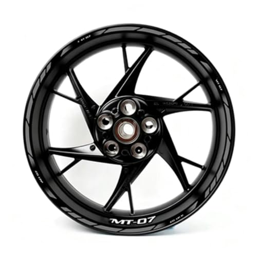 Autocollants jante Yamaha MT 07 2020 2021 réfléchissants noir et blanc