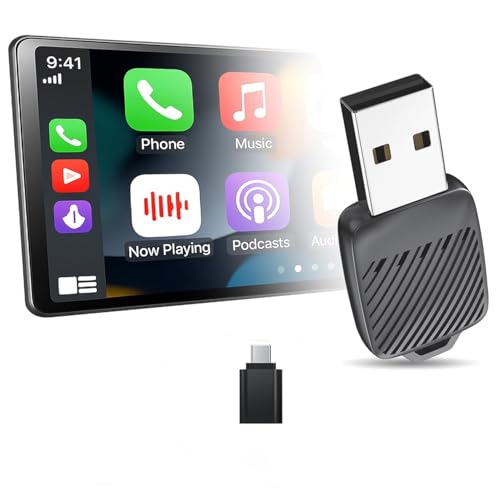 Image of 2-in-1 Wireless Carplay and Android Auto Receiver, Converts Wired to Wireless, Bluetooth 5.4 & WiFi 6, Only for Cars OEM Installed Wired Android Auto /CarPlay, USB C /A, Quick & Auto Reconnect